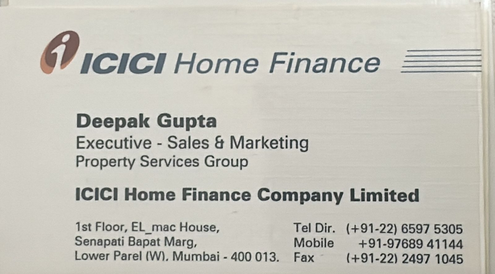 ICICI Business Card - Deepak Gupta